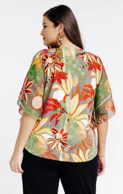 Tee-shirt forme poncho imprimé