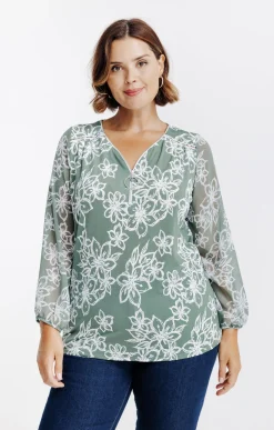 Tee-shirt imprimé fleuri à zip