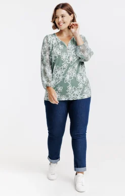 Tee-shirt imprimé fleuri à zip