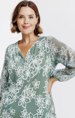 Tee-shirt imprimé fleuri à zip