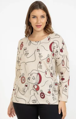 Tee-shirt maille chaude imprimé visages