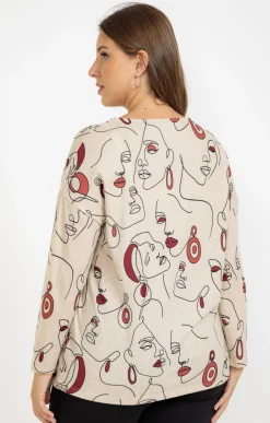 Tee-shirt maille chaude imprimé visages