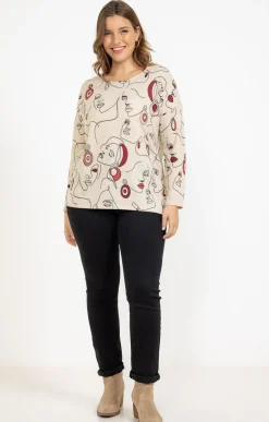 Tee-shirt maille chaude imprimé visages