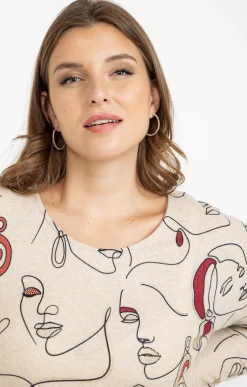 Tee-shirt maille chaude imprimé visages