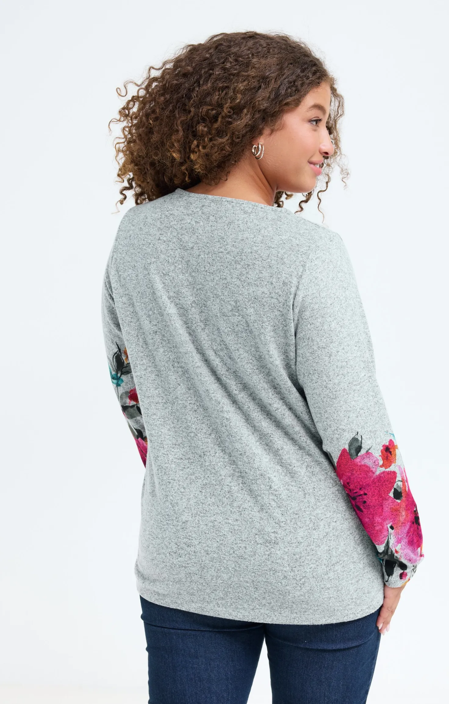 Tee-shirt maille chaude imprimé fleuri