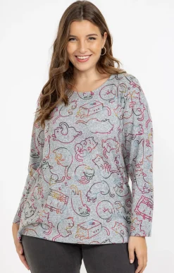 Tee-shirt maille chaude imprimé chats