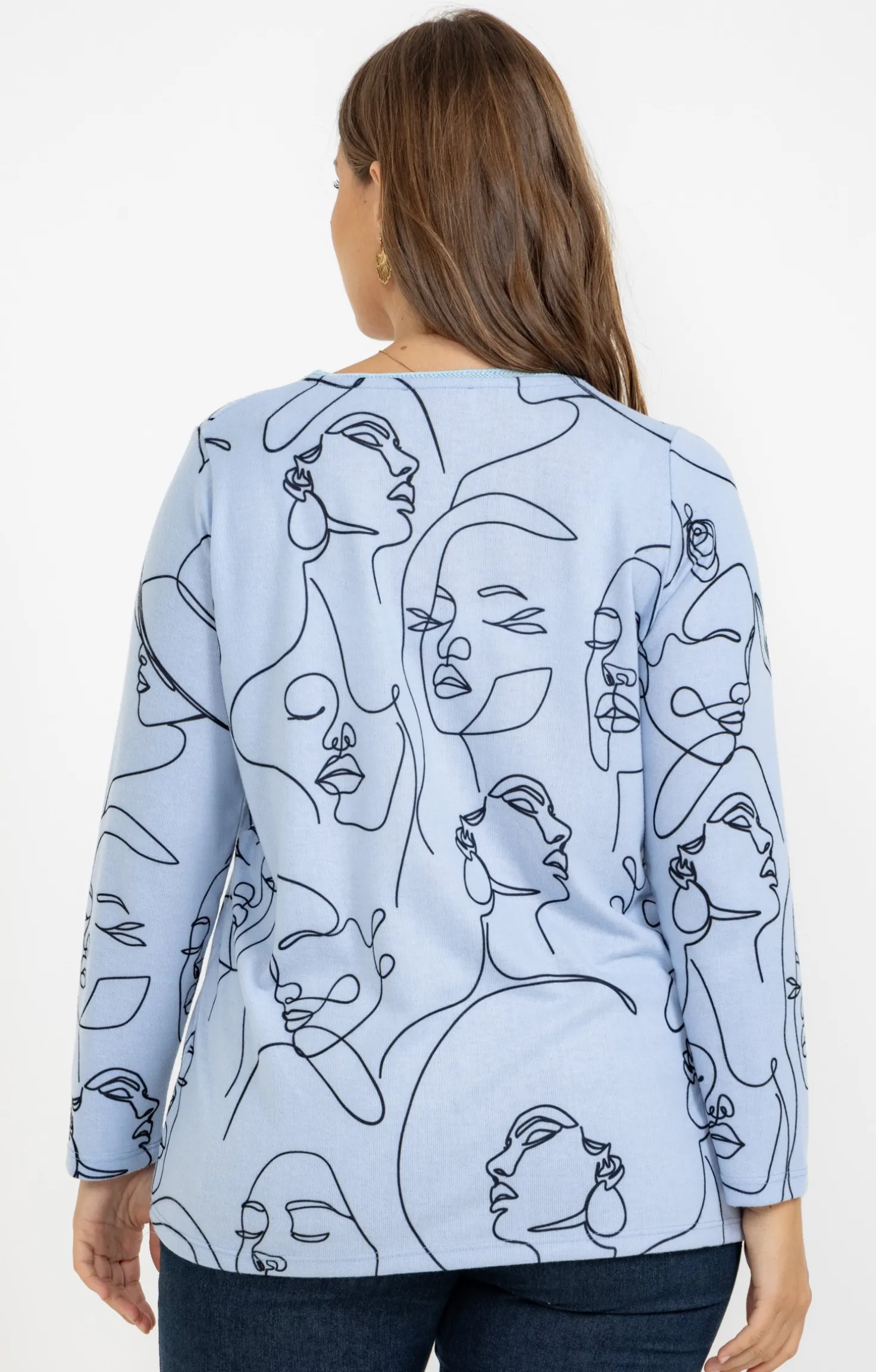 Tee-shirt maille chaude imprimé visages