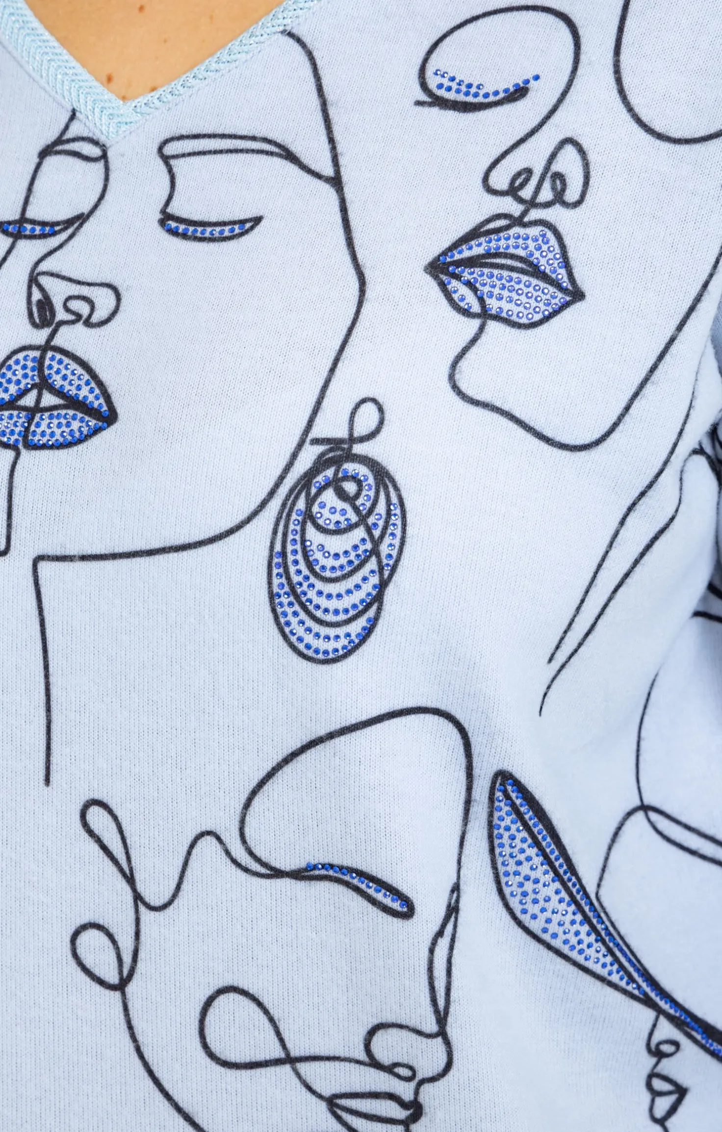 Tee-shirt maille chaude imprimé visages