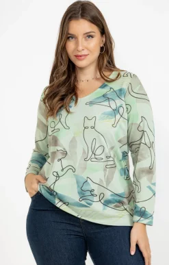 Tee-shirt maille chaude imprimé chats