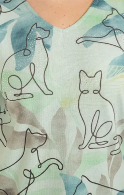 Tee-shirt maille chaude imprimé chats