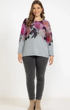 Tee-shirt maille chaude imprimé fleurs