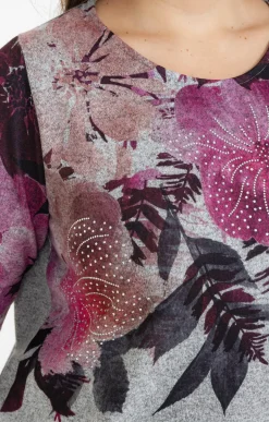 Tee-shirt maille chaude imprimé fleurs