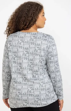 Tee-shirt maille chaude imprimé chats