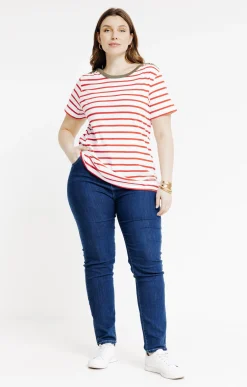 Tee-shirt marinière col bateau contrasté