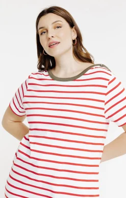 Tee-shirt marinière col bateau contrasté