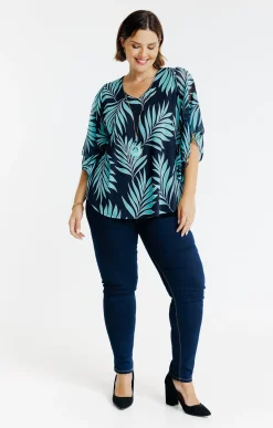 Tee-shirt poncho imprimé avec collier