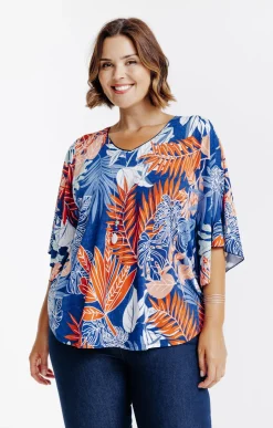 Tee-shirt poncho imprimé avec collier