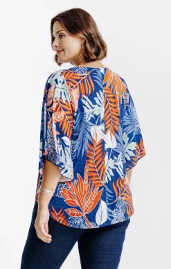 Tee-shirt poncho imprimé avec collier