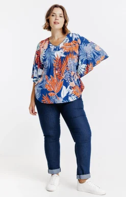 Tee-shirt poncho imprimé avec collier