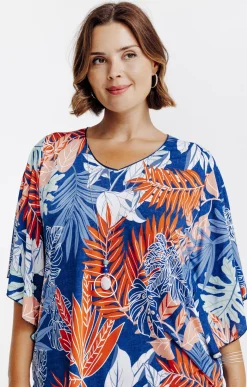 Tee-shirt poncho imprimé avec collier
