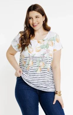 Tee-shirt rayé avec motifs citrons