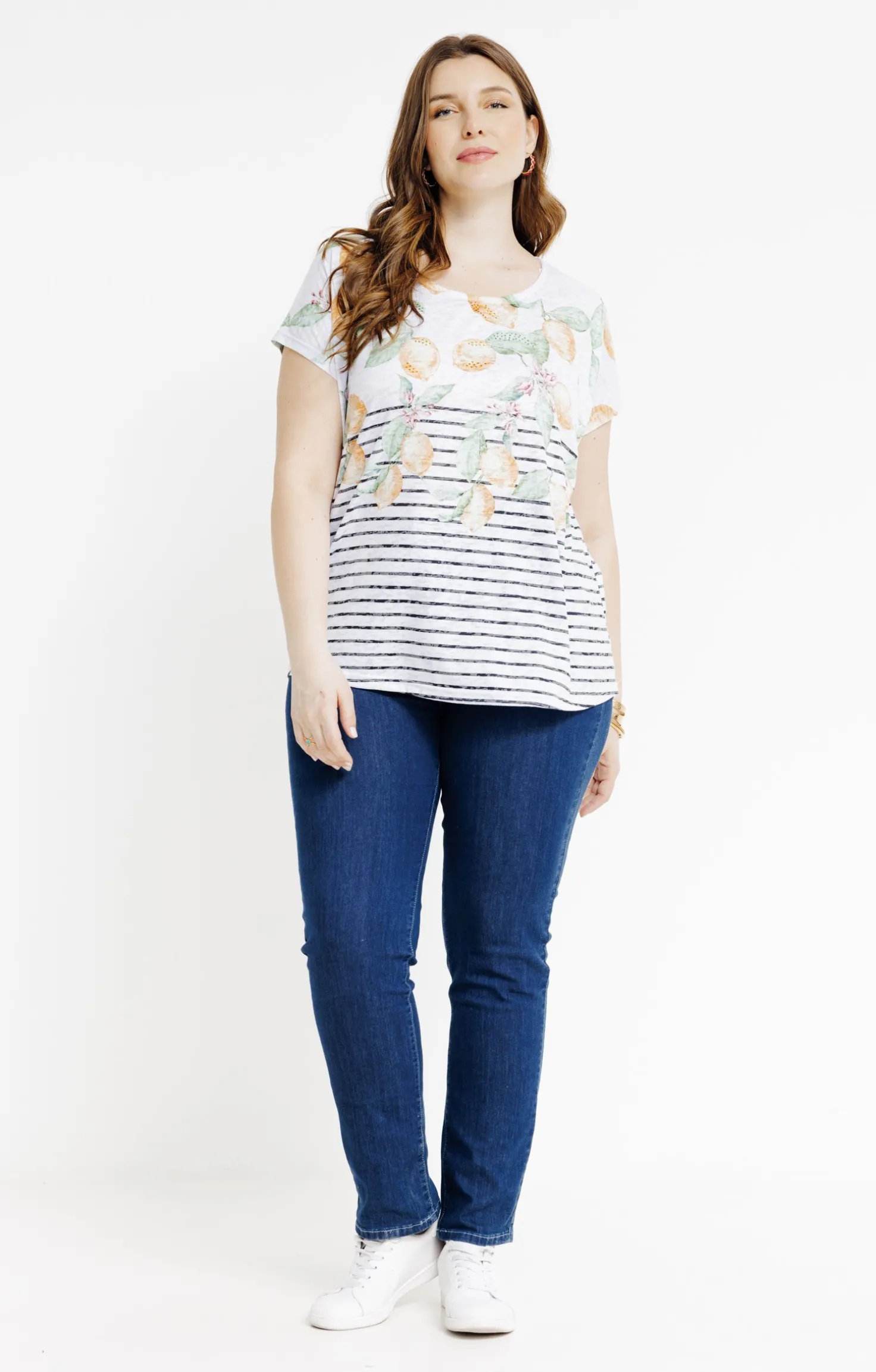 Tee-shirt rayé avec motifs citrons