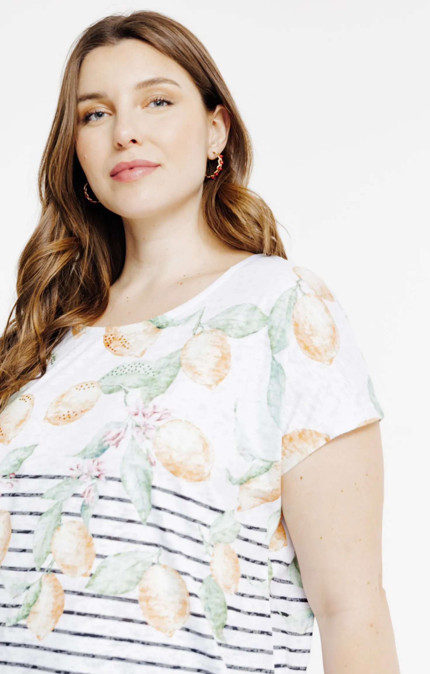 Tee-shirt rayé avec motifs citrons