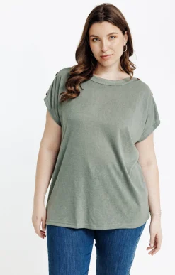 Tee-shirt uni col bateau croisé