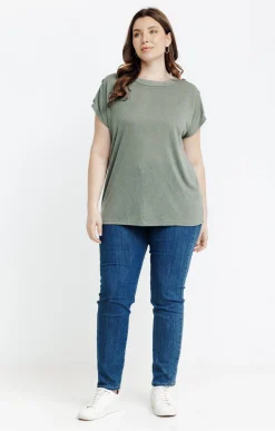 Tee-shirt uni col bateau croisé