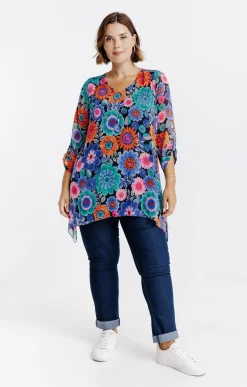 Tunique imprimé fleuri avec collier