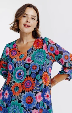 Tunique imprimé fleuri avec collier
