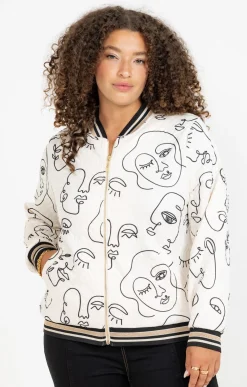 Veste bomber imprimée visages