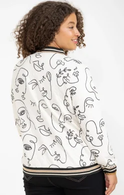 Veste bomber imprimée visages