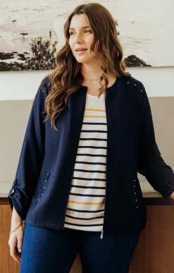 Veste zippée avec col rond