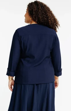 Veste zippée avec col rond