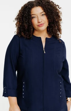 Veste zippée avec col rond