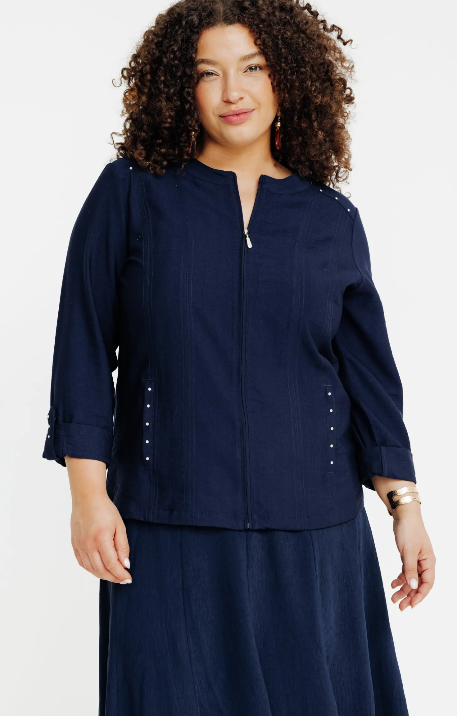 Veste zippée avec col rond