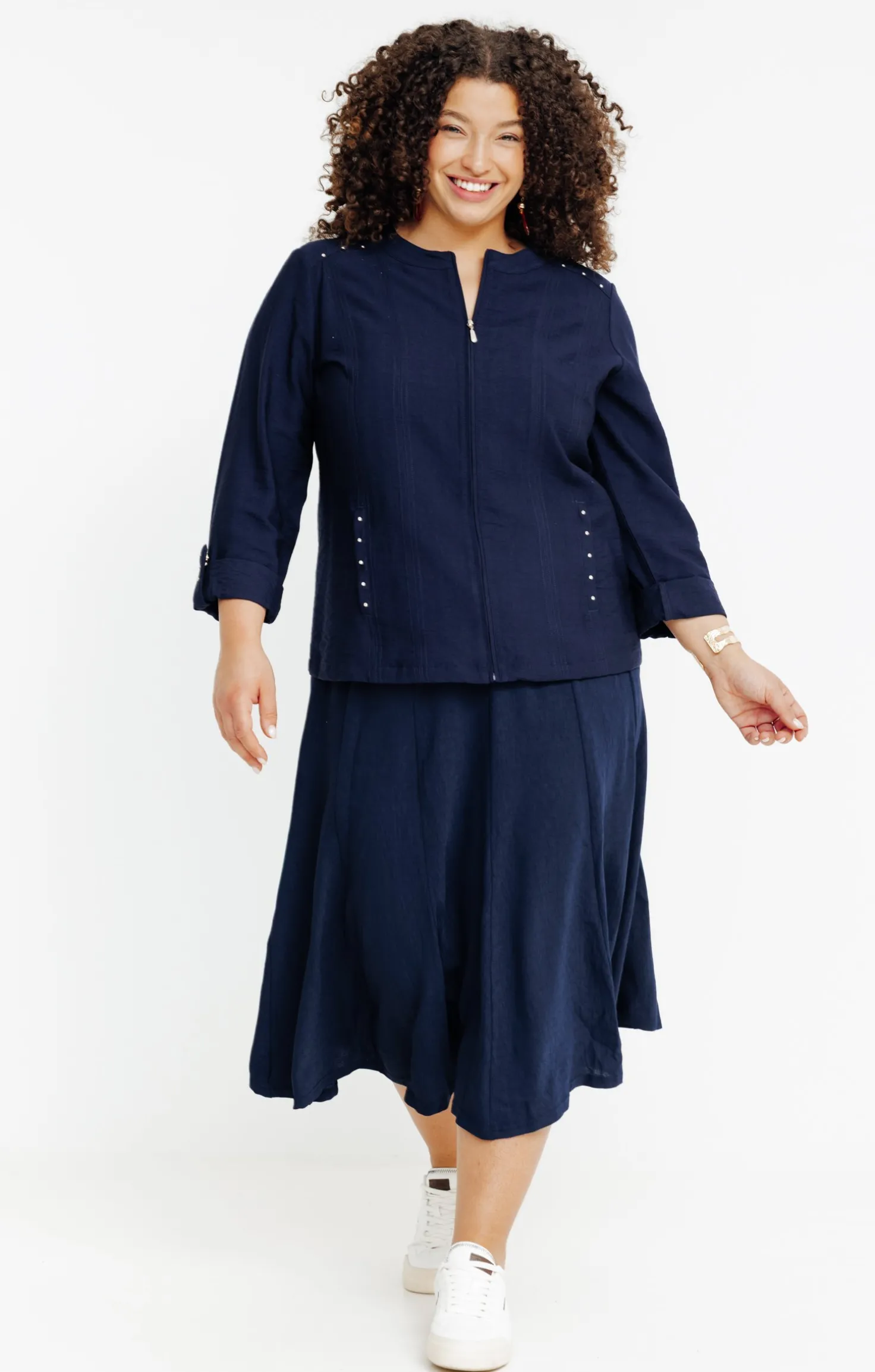 Veste zippée avec col rond
